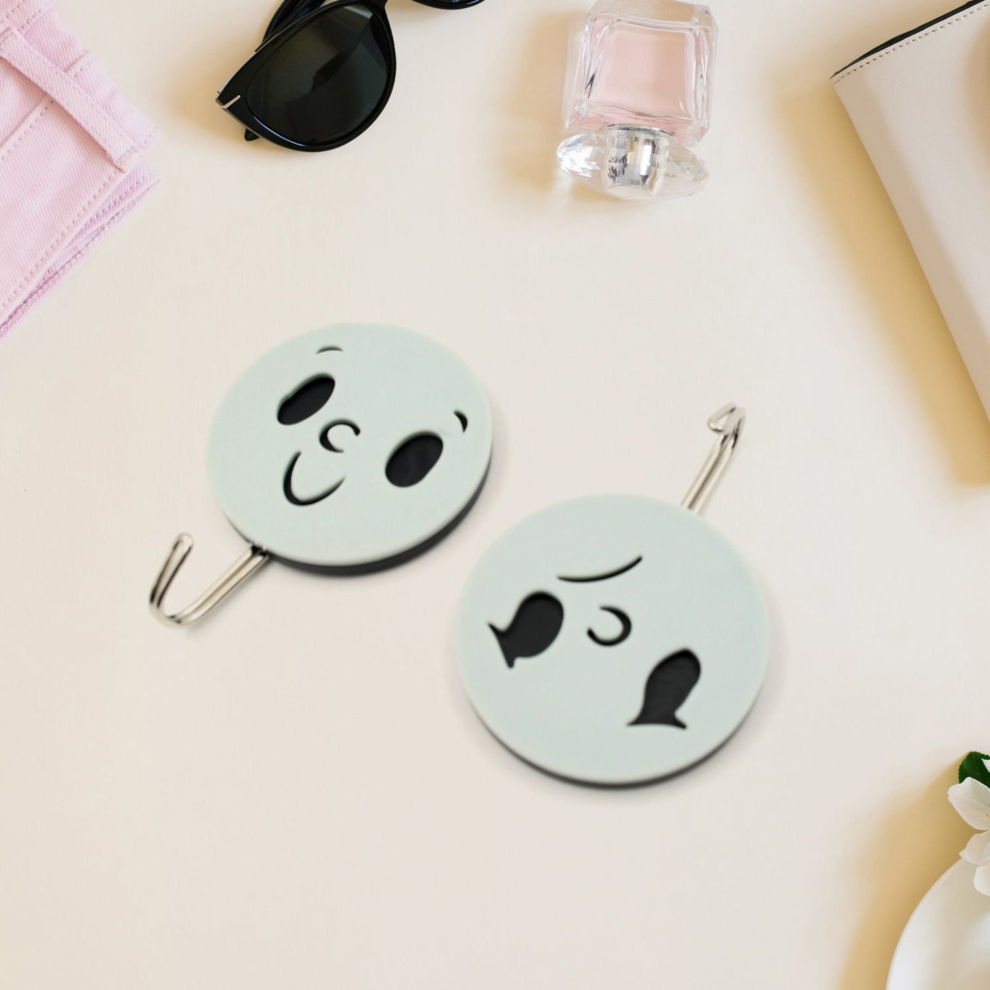 Multipurpose Self-Adhesive Hooks (2 Pc): Heavy Duty, Waterproof, Wall Mount (Bathroom, Kitchen) Your Brand