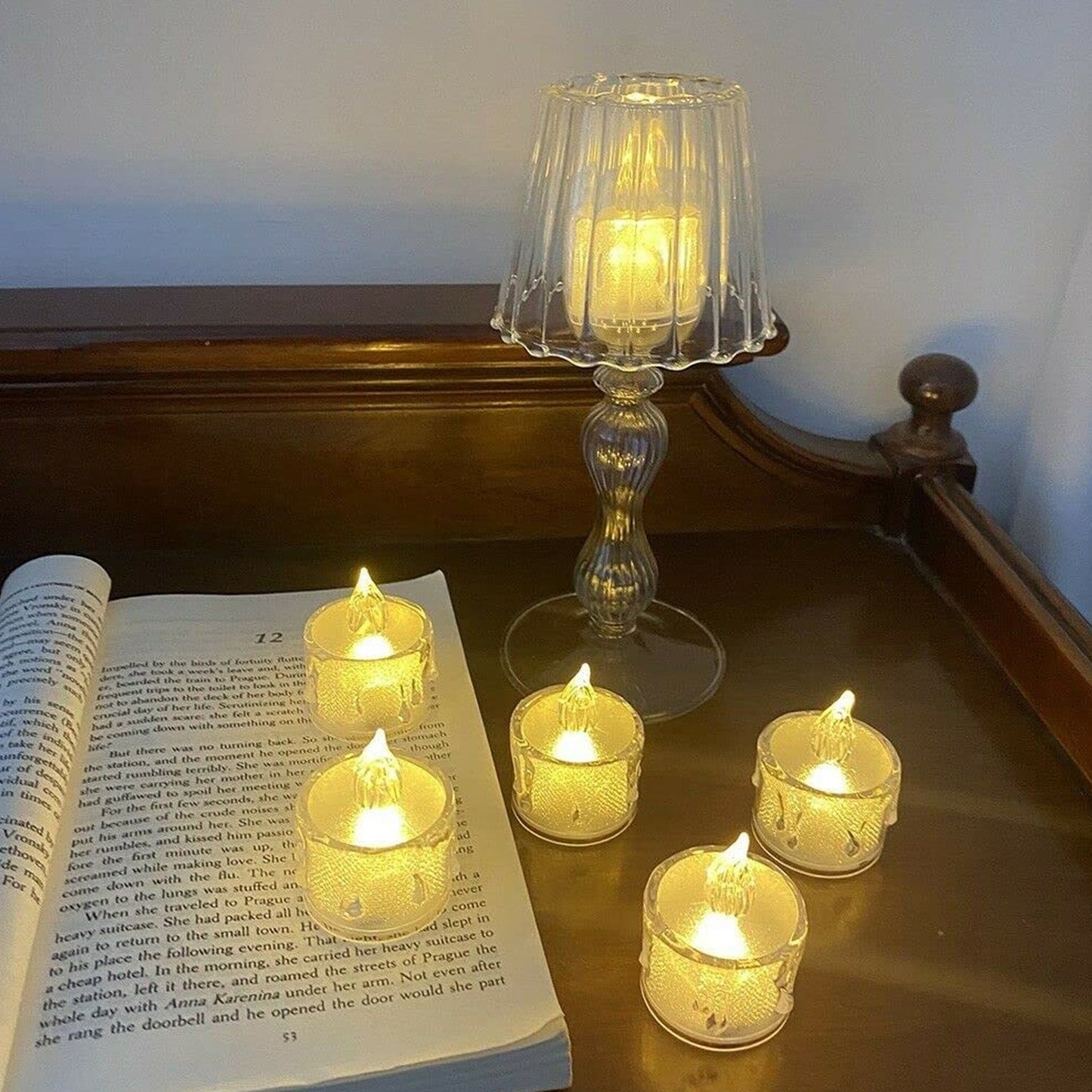 12 Pcs Flameless and Smokeless Decorative Acrylic Candles Transparent Led Tea Light Candle for Gifting, House, Diwali, Christmas, Festival, Events Decor Candles Your Brand