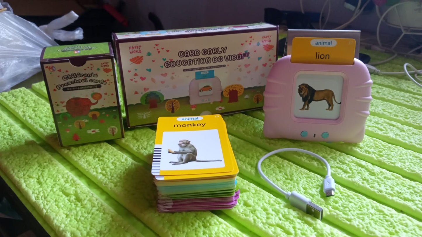 Preschool Learning Toys Flash Cards for Small Kids Educational Toys English Words Learning Machine for Kids with 224 Words, Birthday Gift for Kids Intelligent Electric Kids Language Card (1 Set) Your Brand