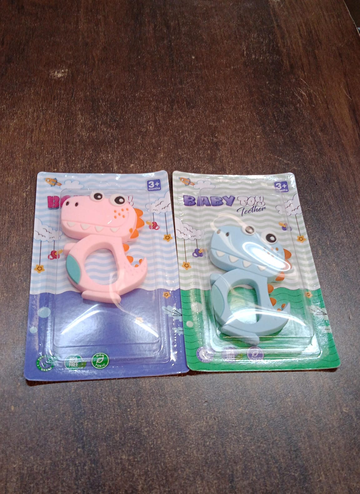 Silicone Dinosaur Teether for Baby (1 Pc / Mix Design & Color) Your Brand