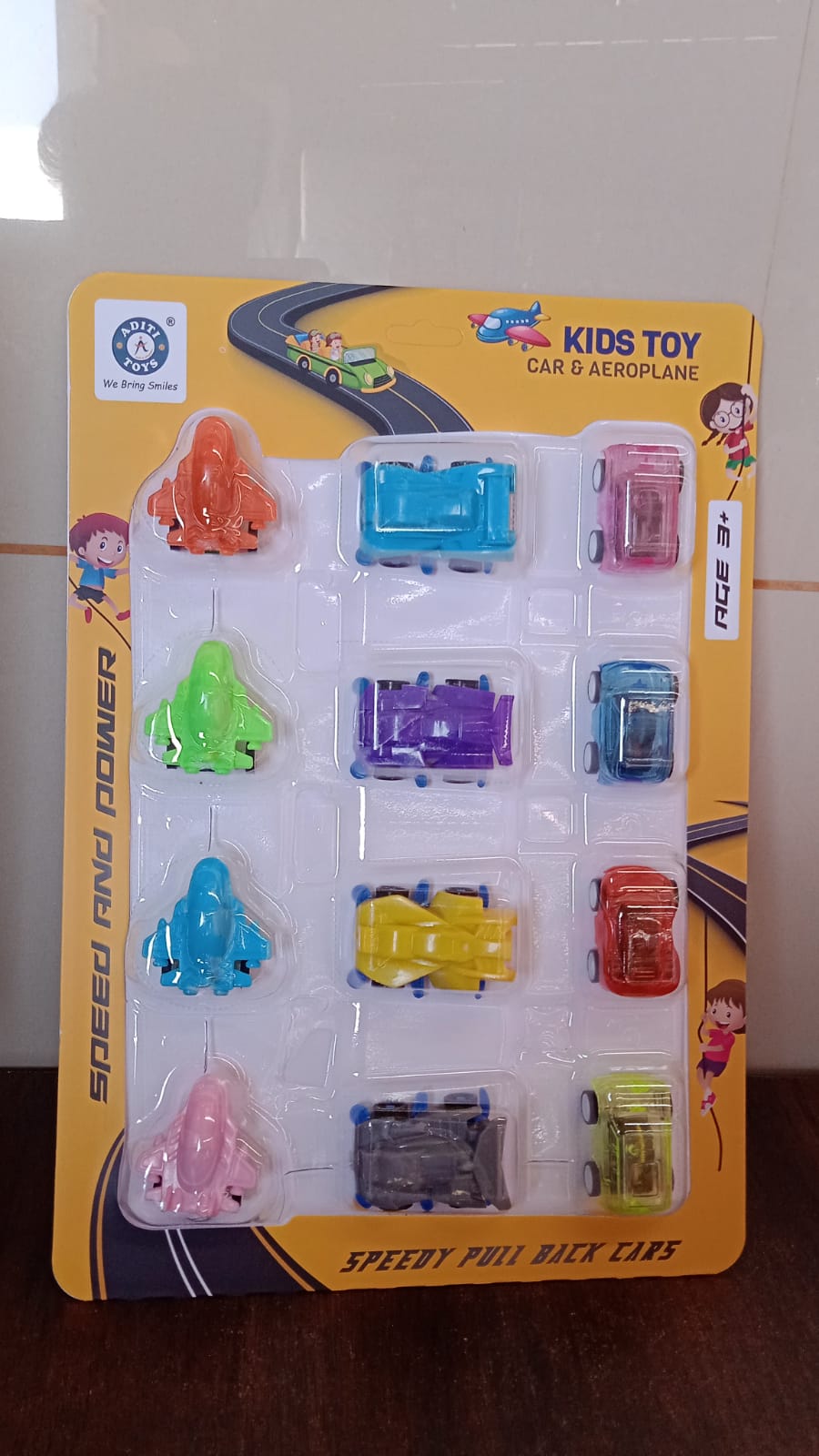Mini Pull Back Car & Aeroplane Plastic Pull Back Car Cartoon Toys (12 Pcs Set) Your Brand