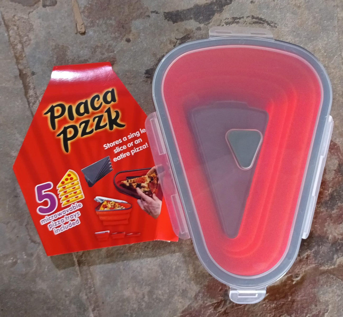 Reusable Pizza Storage Containers with 5 Microwavable Serving Trays, Silicone Container Expandable & Adjustable for Packing Pizza at home / outdoor Your Brand