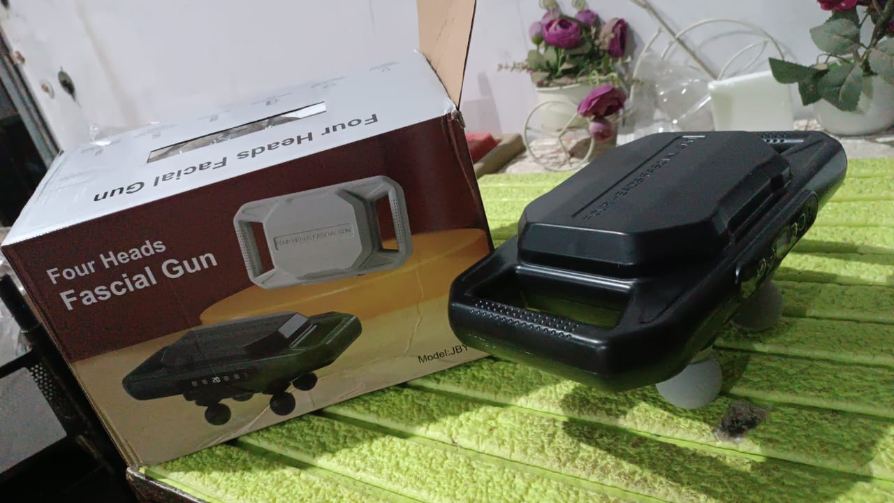 Handheld Full Body Massager 4-Head Massage Gun (1 Pc / Mix Color) Your Brand