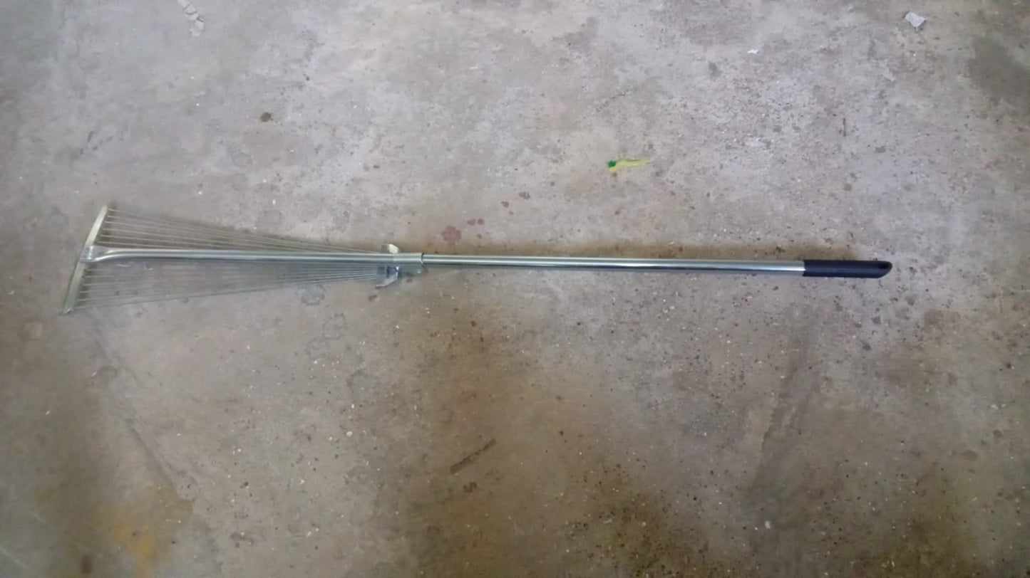 115-152 CM Rake for Gardening, Stainless Steel Telescopic Garden Rake for Quick Clean Up of Lawn and Yard, Adjustable Rake Claws Spacing Garden Broom with Long Handle for Clean Leaves (MOQ :- 12 pc) Your Brand