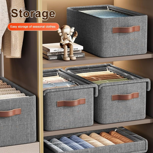 Multi-functional Folding Wardrobe Organizer With Lid and Fabric Handle