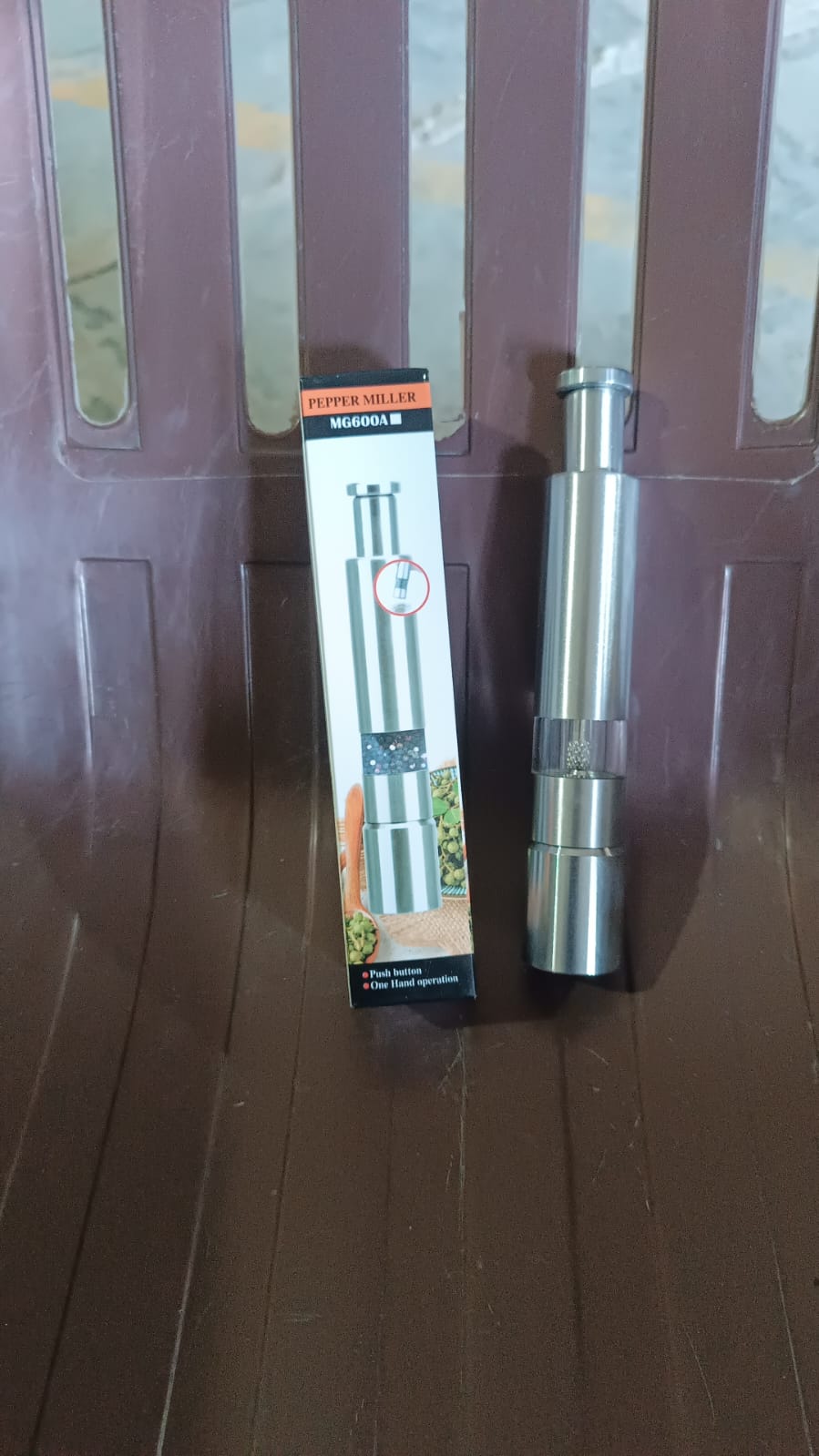 Stainless Steel Thumb Presser Salt and Pepper Grinder (1 Pc) Your Brand