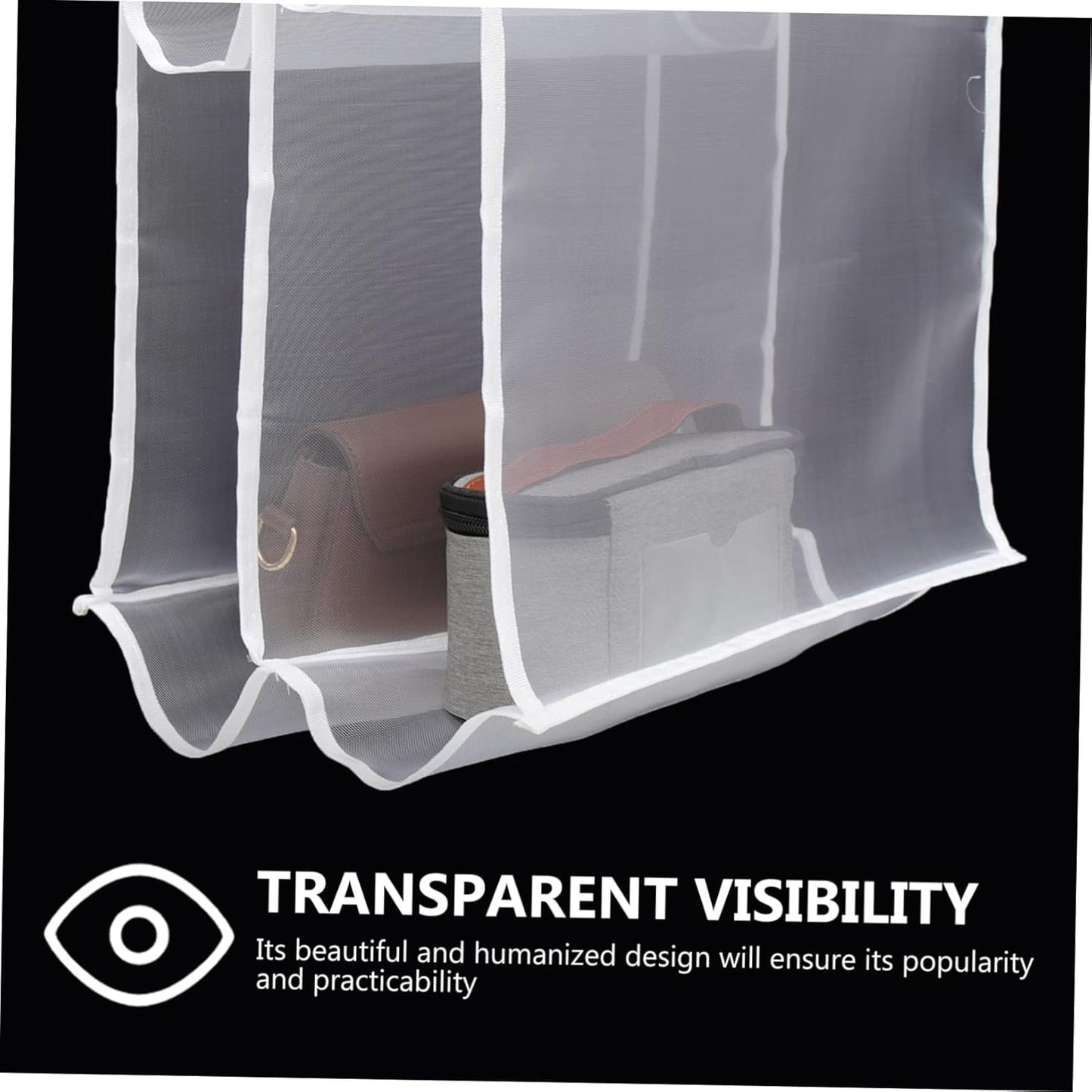 Hanging Handbag Organizer with 6 Dustproof Compartments – Foldable, Washable, White