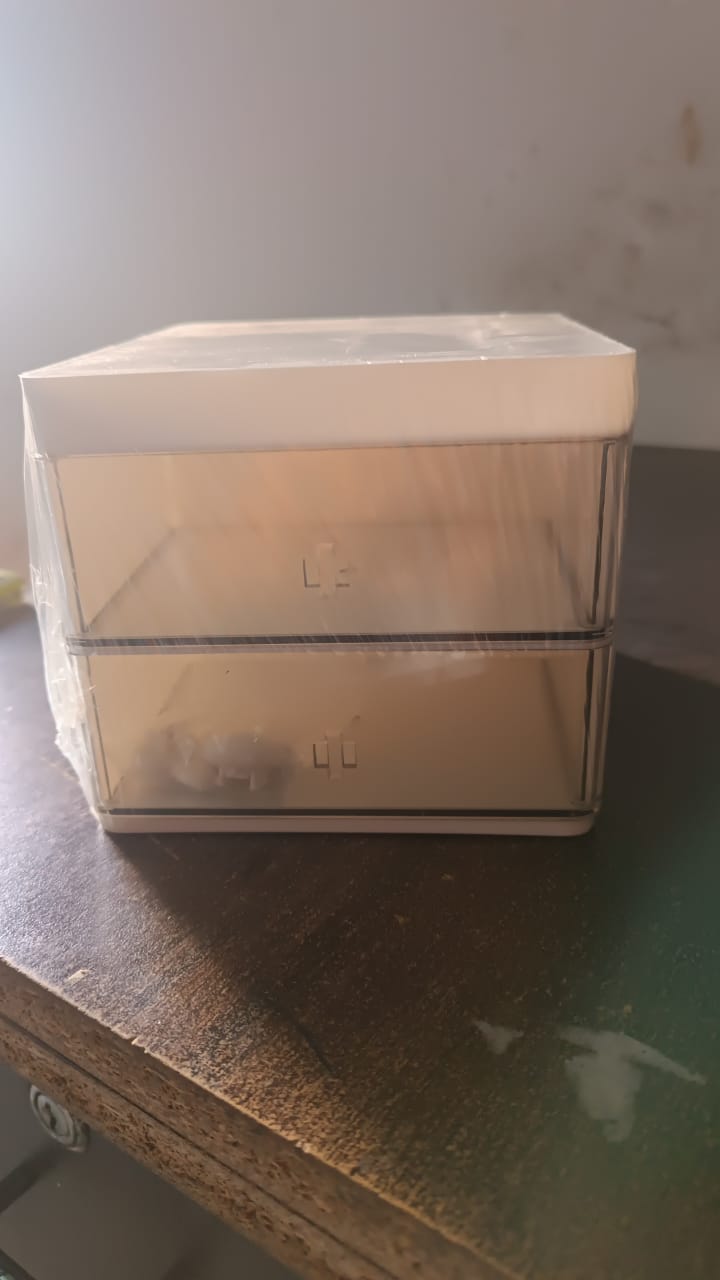 2 Layer 5 Compartment Desk Organizer with Transparent Drawer (1 Pc / 15×13×11 Cm) Your Brand