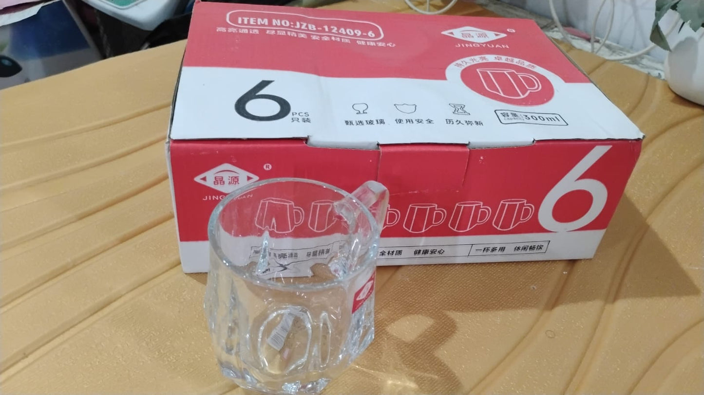 Glass Coffe & Tea Cup / Mug Enjoy Your Drink in Style (6 pcs Set / 300 ML) Your Brand