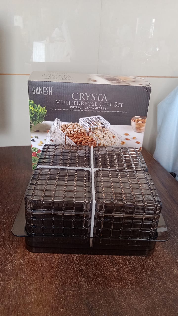Ganesh Multipurpose Gift Set, Dry fruit (4 Pcs Set / With Tray) Your Brand