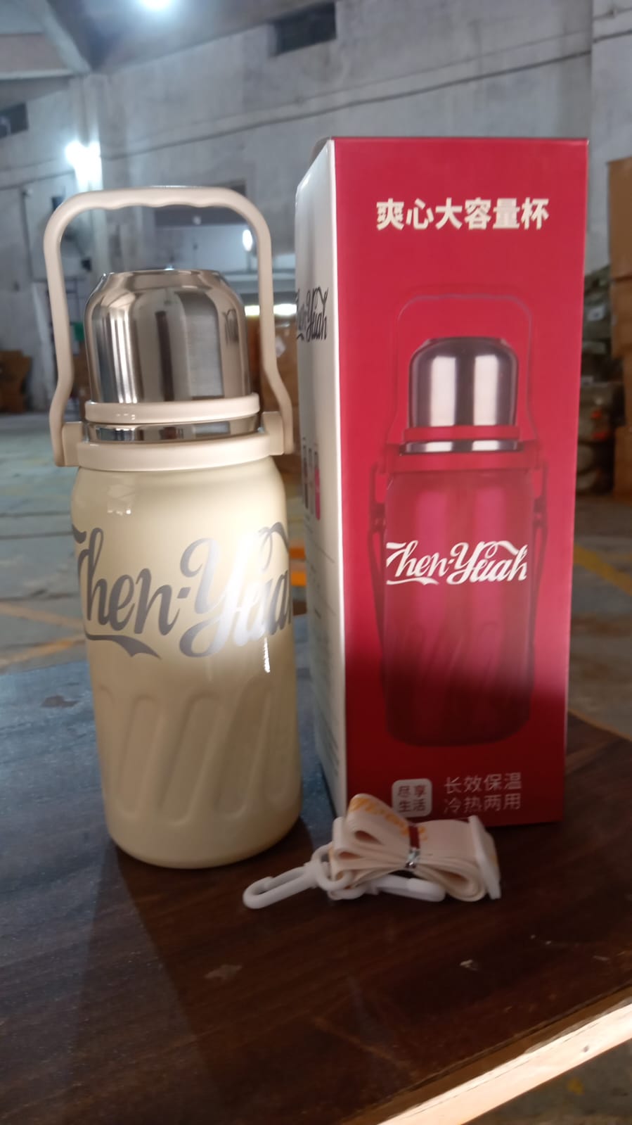 Stainless Steel Vacuum Insulated Water Bottle | Leak Proof Flask for Tea Coffee | Reusable Water Bottle with Hanging Strap | Bottle for Hot & Cold Drinks Wide Mouth Water Flask 1200 ML Your Brand