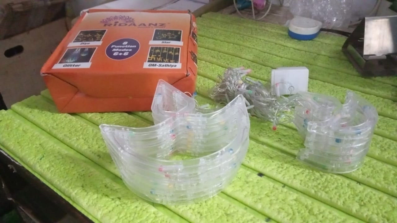 Multicolor 12 Diya Curtain String Lights, Window Curtain Lights with 8 Flashing Modes Decoration Light (Multi Color) Your Brand