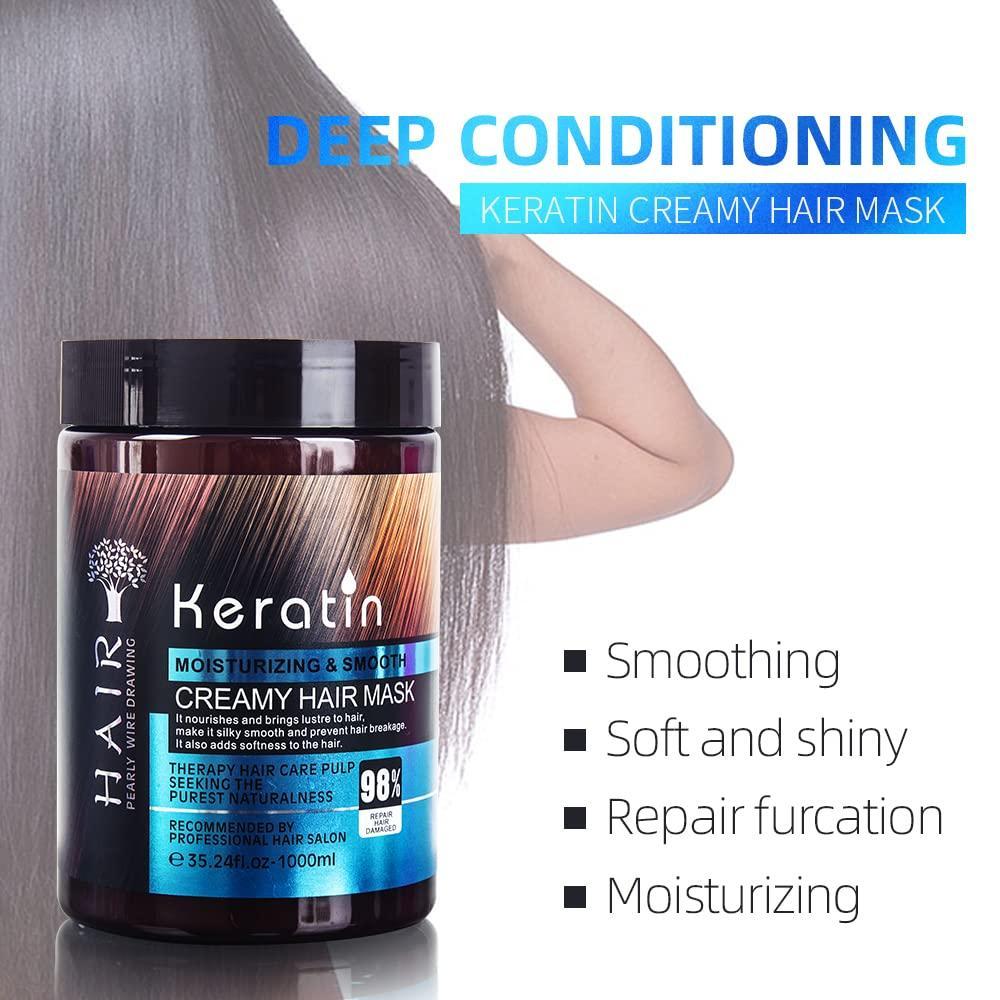 Keratin Cream Hair Mask, Moisturizing and Smoothing for Dry Damaged Frizzy Hairs (Girls/Boys) Roposo Clout