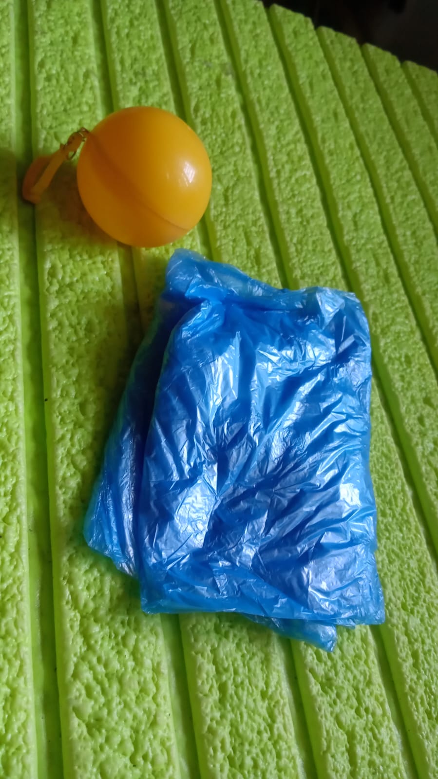 Disposable Raincoat for Kids with Hood and Attachable Round Case, Clear Plastic Raincoats for Emergency, Girls, Boys Disposable Emergency Ball Raincoat For Traveling and Outdoor Activities (1 Pc / Multicolor) Your Brand