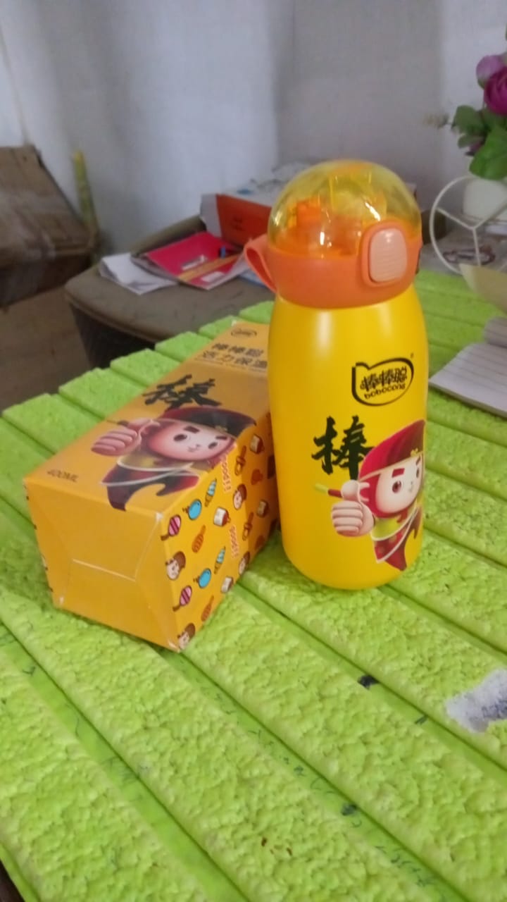 Double walled Stainless Steel Water Bottle & push button Open (400 ML) Your Brand