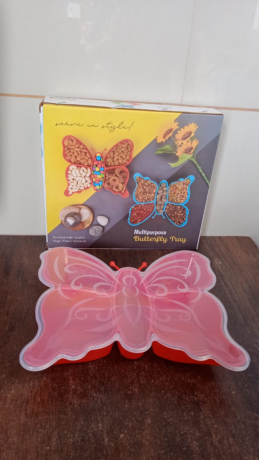 5 Compartment Multipurpose Butterfly Plastic Tray (1 Pc) Your Brand