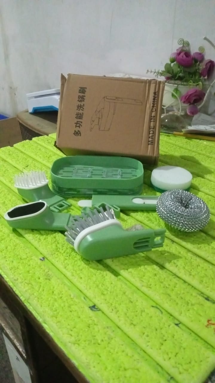 Dish Brush Set with Handle, Replacement Heads, Drain Tray in Kitchen (9 Pcs Set) Your Brand