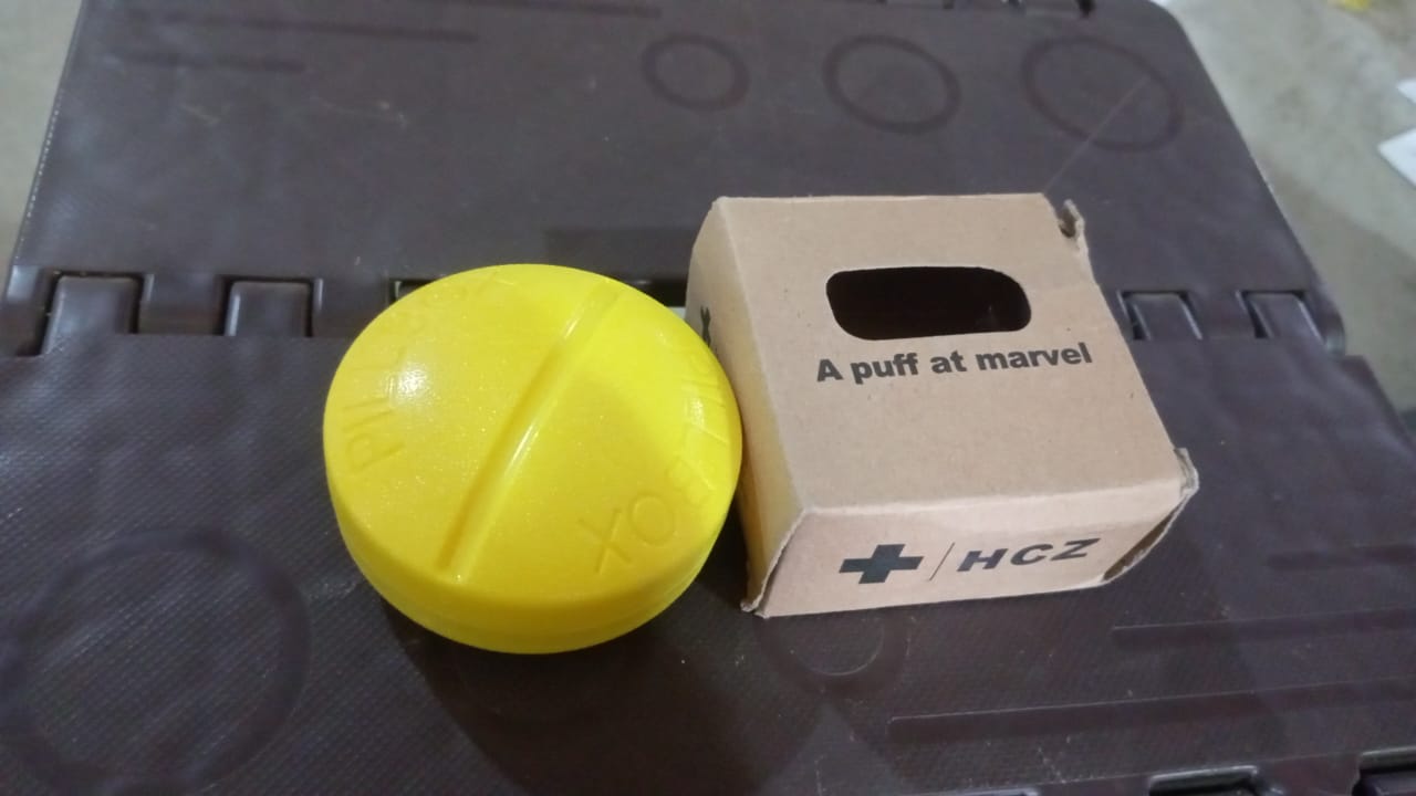 Portable Round Shape 4 Compartments Pill Box (1 Pc / With Brown Box) Your Brand