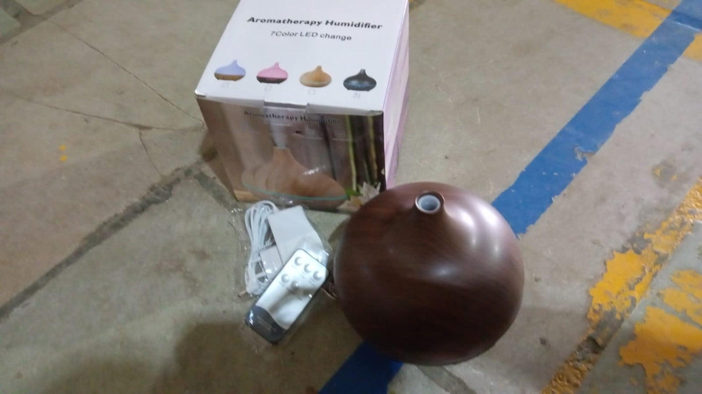 Aromatherapy Humidifier with 7 Colourful LED Light Change (500 ML Capacity / With Remote) Your Brand