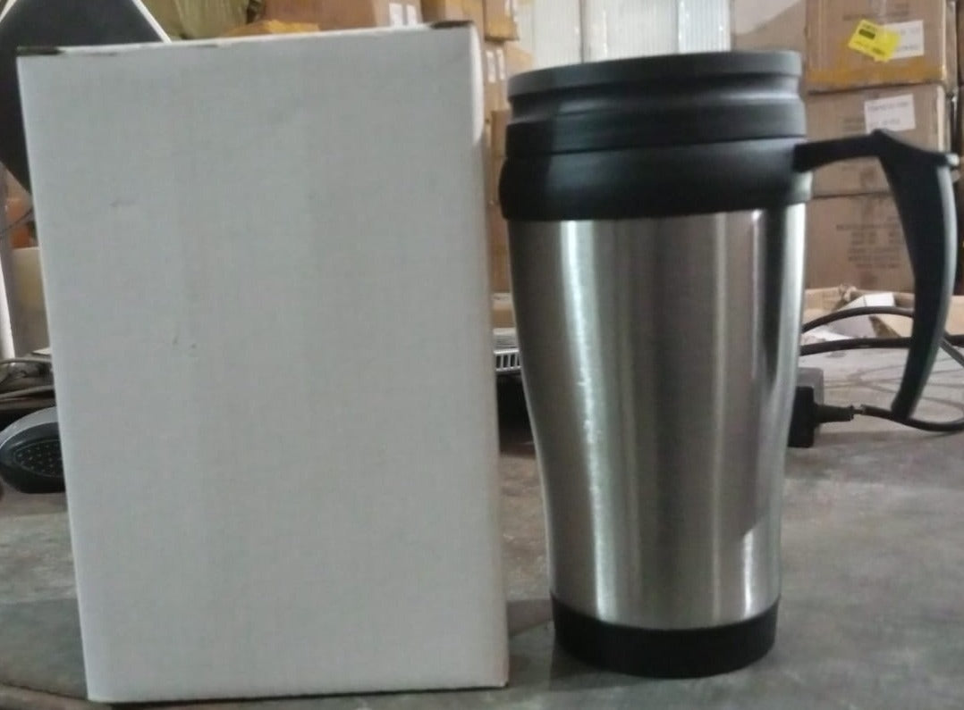 Stainless Steel Vacuum Glass Insulated Glass Coffee Cups (With Lid & Handle / 1 pc) Your Brand