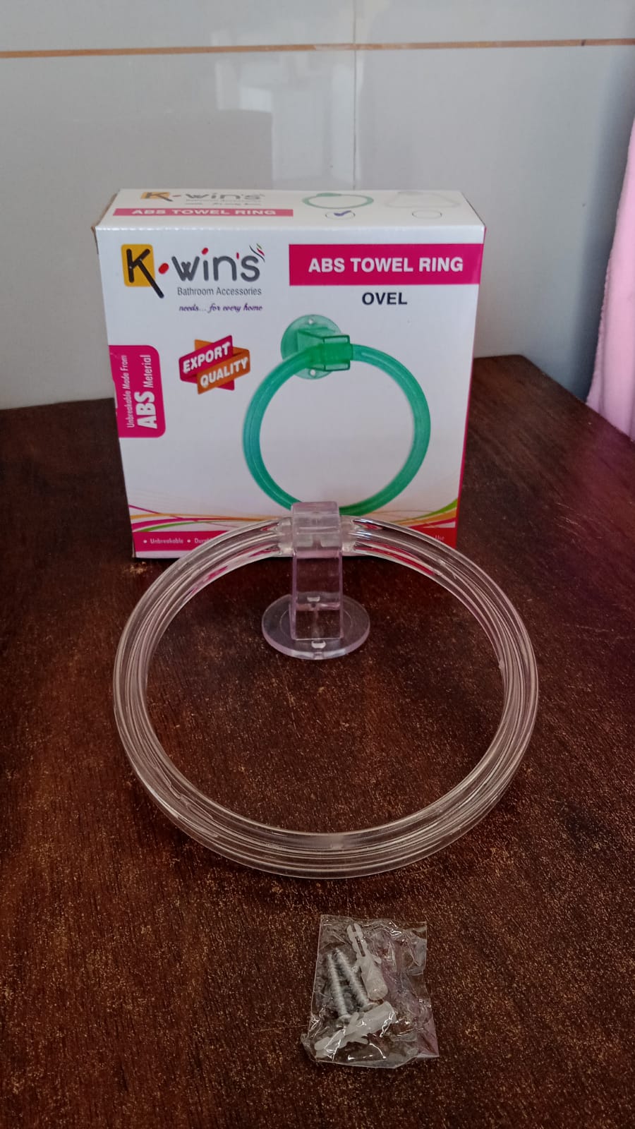 Unbreakable ABS Round Towel Ring Wall Mounted Stand / Holder (1 Pc) Your Brand