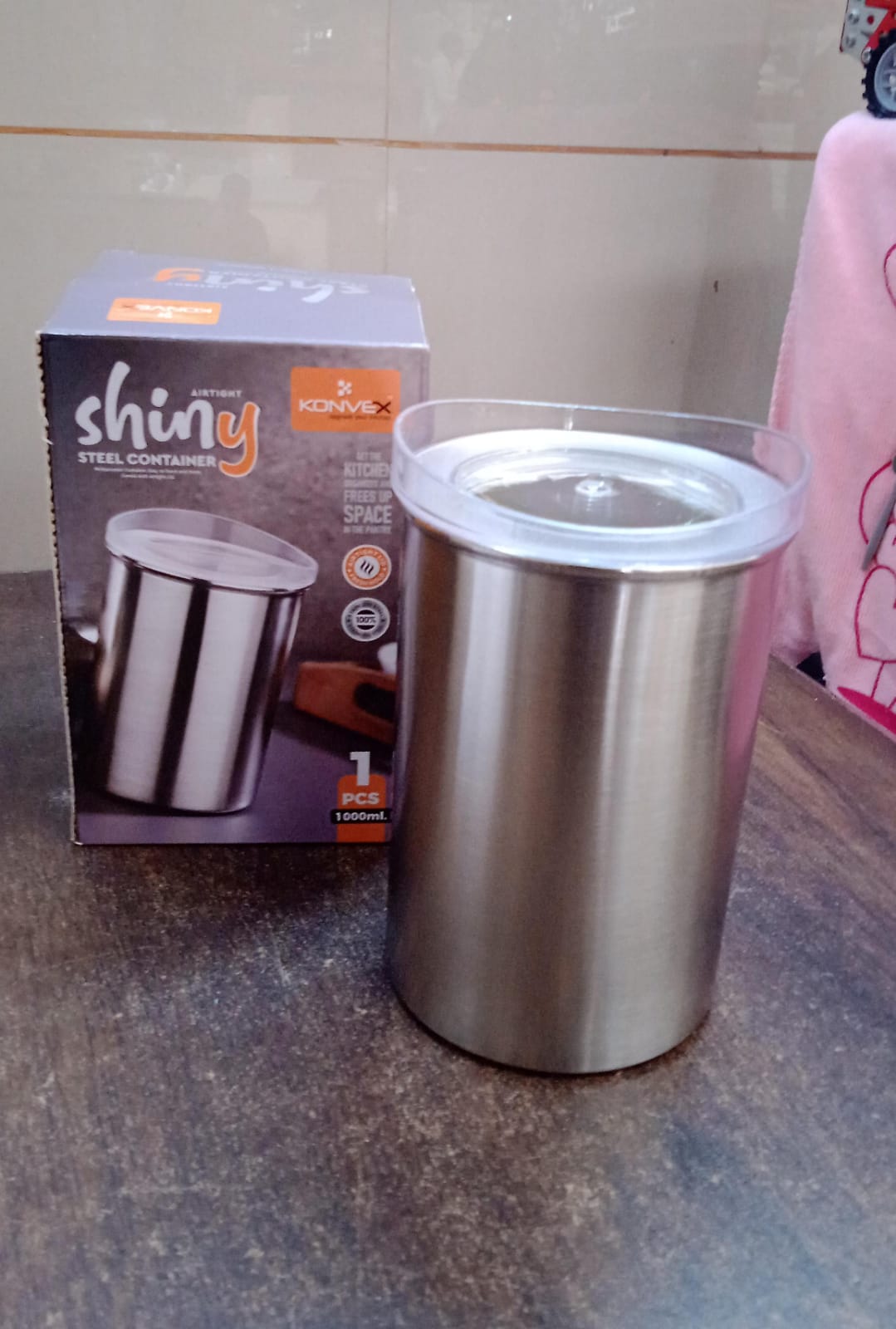 Multipurpose Stainless Steel Airtight Containers with See Through Lid (1 Pc / 1000 ML) Your Brand