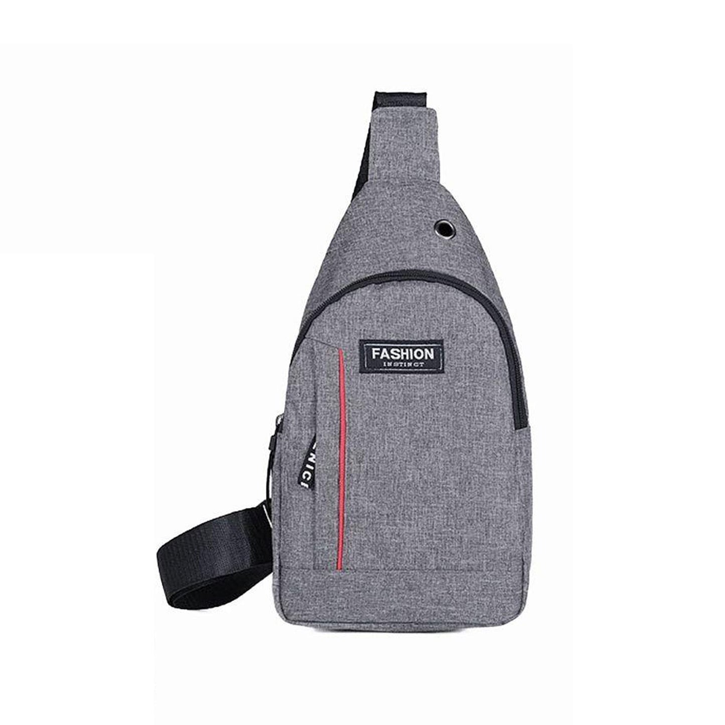 0323 Grey Waterproof Anti Theft Crossbody Fanny Pack Waist Bag Pu Leather Shoulder Bags Chest Men Casual Fashion Usb Charging Earphone Hook Sling Travel Messengers Bag Wukusy