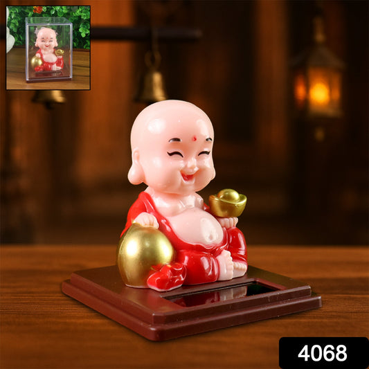 Solar Power Moving Head Buddha Statue Car Ornament (1 Pc / Mix Color)