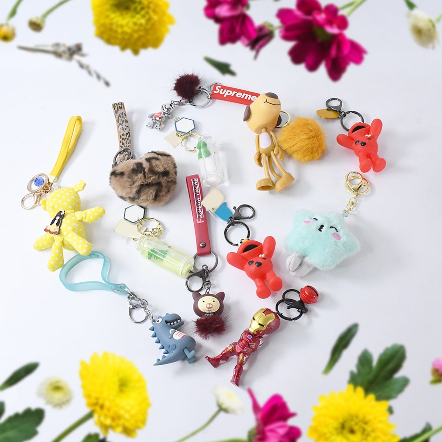Mix Design  Size Keychain - Durable  Stylish Accessory (1 Pc  Mix Color) Wukusy