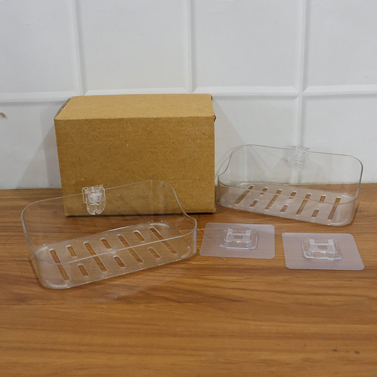 Wall-Mounted Transparent Soap Dish Holder Set