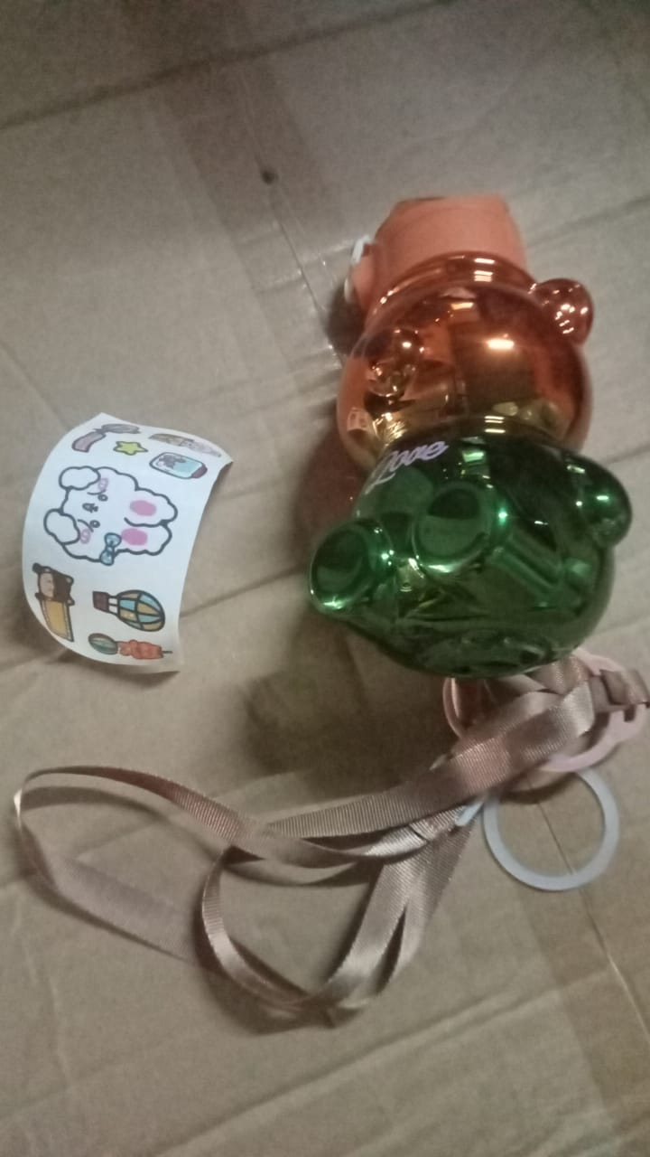 Cute Plastic Water Bottle with Strap & Stickers Kids School Bottle (1 Pc)