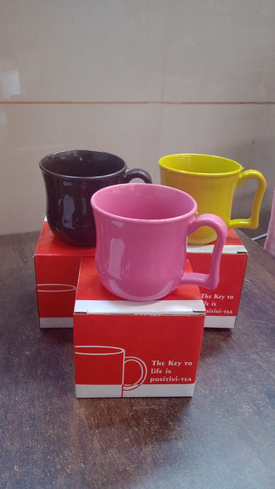 Premium Plastic Coffee / Tea Cups / Mug with Handle (1 Pc / With Color Box / Mix Color) Your Brand