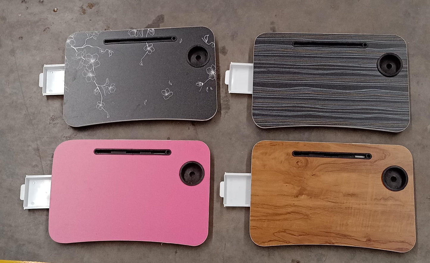 Multi-Purpose Laptop Desk for Study and Reading with Foldable, Cupholder & Drawer (1 Pc / Mix Plain Design / 58×38 Cm) Your Brand