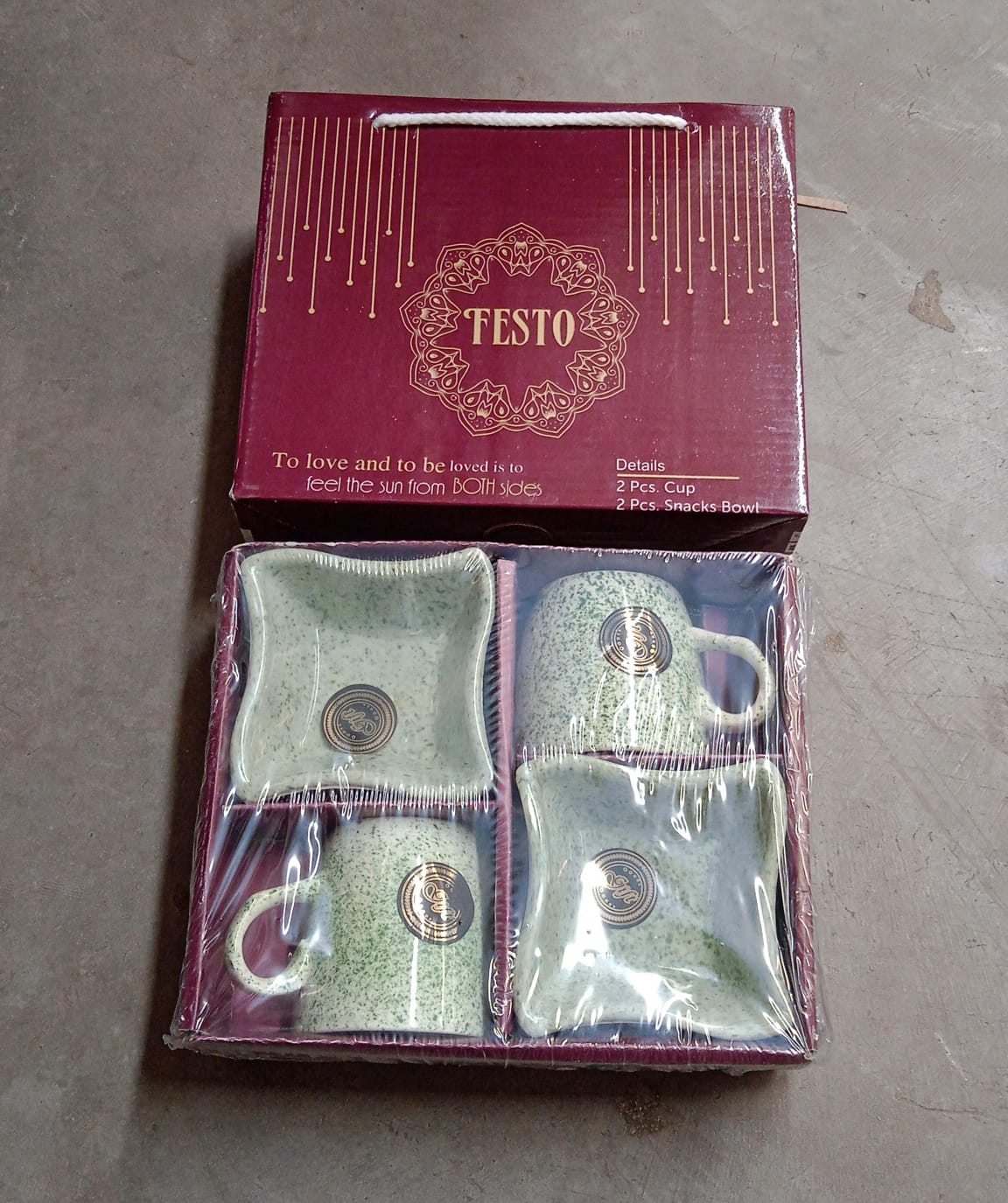 Ceramic Tea / cups / Mug Set Including Snacks / Serving Bowl Milk Cup, Coffee Cup, Tea Cup, Breakfast Cup, Drinking Mug or Outdoor for Household, Gift for Birthday, Wedding Party (4 Pcs set) Your Brand