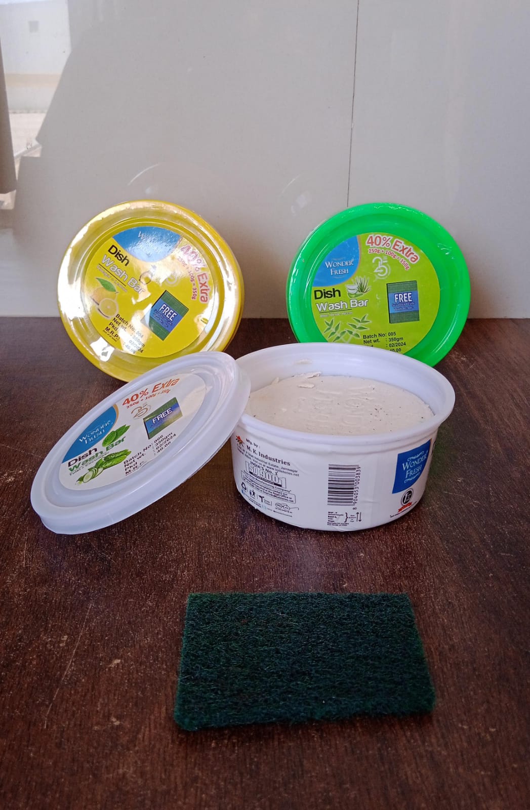 Fresh Mix Flavor Round Dishwash Bar With Super Scrubber Free Complete Dishwashing Solution, Tough Stains Remover (350 Gm) Your Brand