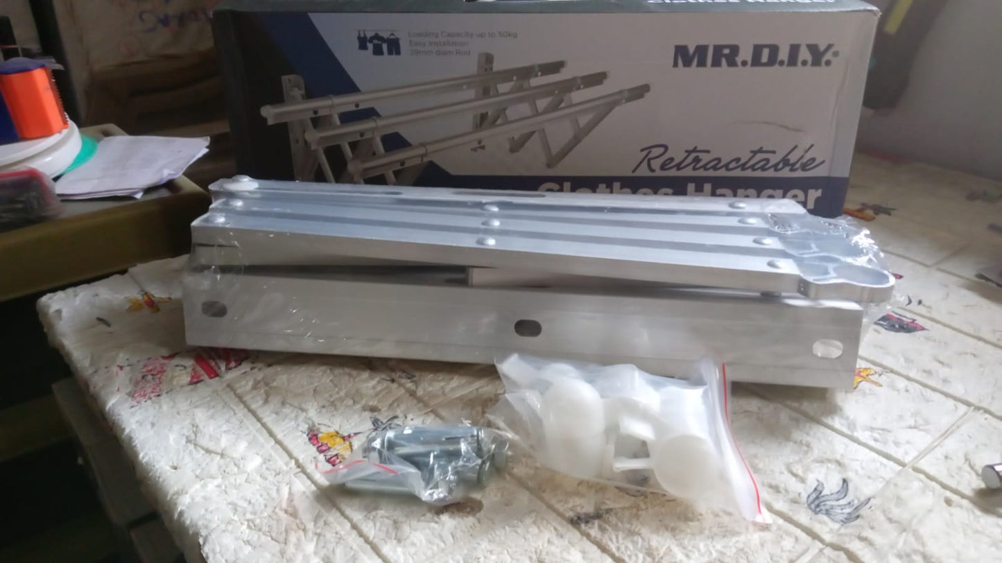 Clothes Rail Rack Clothes Drying Racks, Airer Clothes Drying Rack Wall Mounted Clotheshorse Clothes Airer Washing Cloth Line Extendable Fold Towel Rack Bar for Bathroom Indoor Outdoor Your Brand