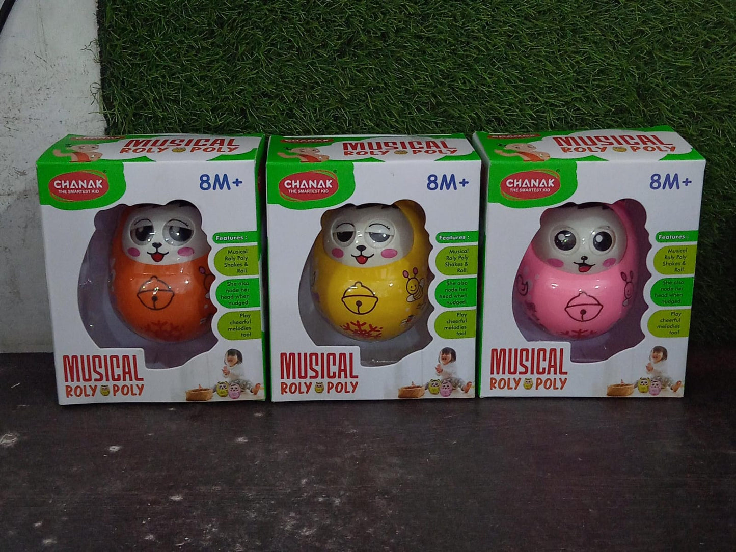 Musical Roly Poly Toys for Baby | Push and Shake Wobbling Toy with Music | Tumbler Doll Toy for Babies | Sound Balancing Doll Toys for Baby Boys, Girls 8+ Months Multicolor (1 Pc) Your Brand