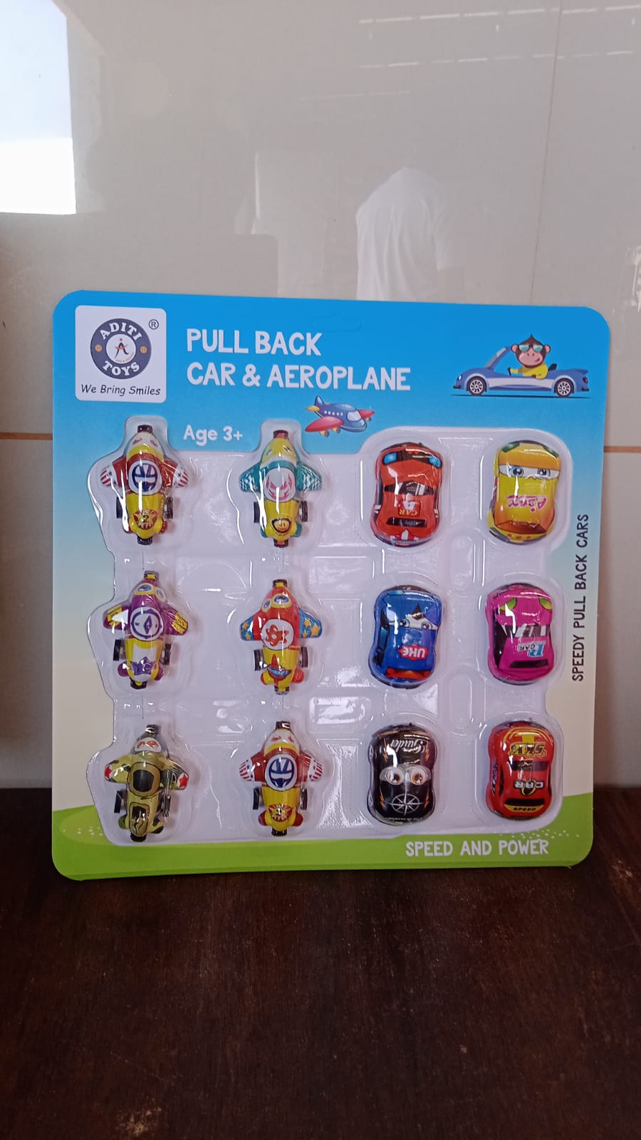 Mini Pull Back Car & Aeroplane PVC Plastic Pull Back Car Cartoon Toys (12 Pcs Set) Your Brand