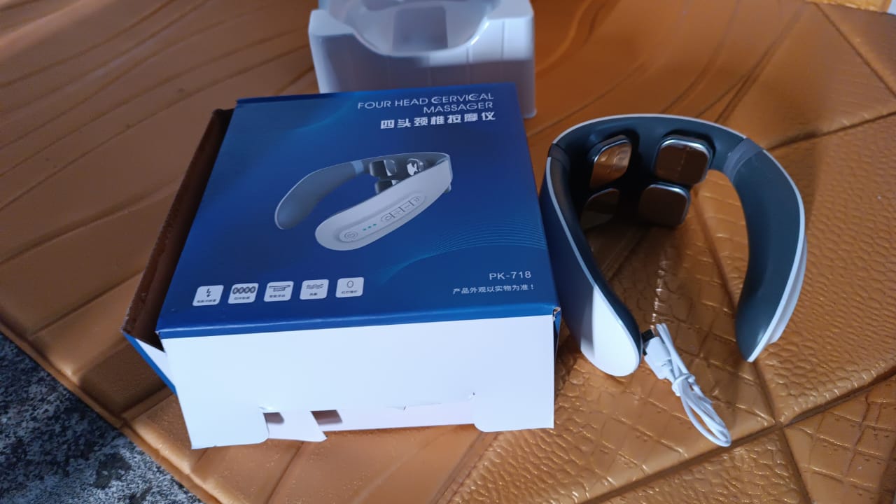 4 Heads Smart Electric Neck and Back Pulse Massager (1 Pc) Your Brand