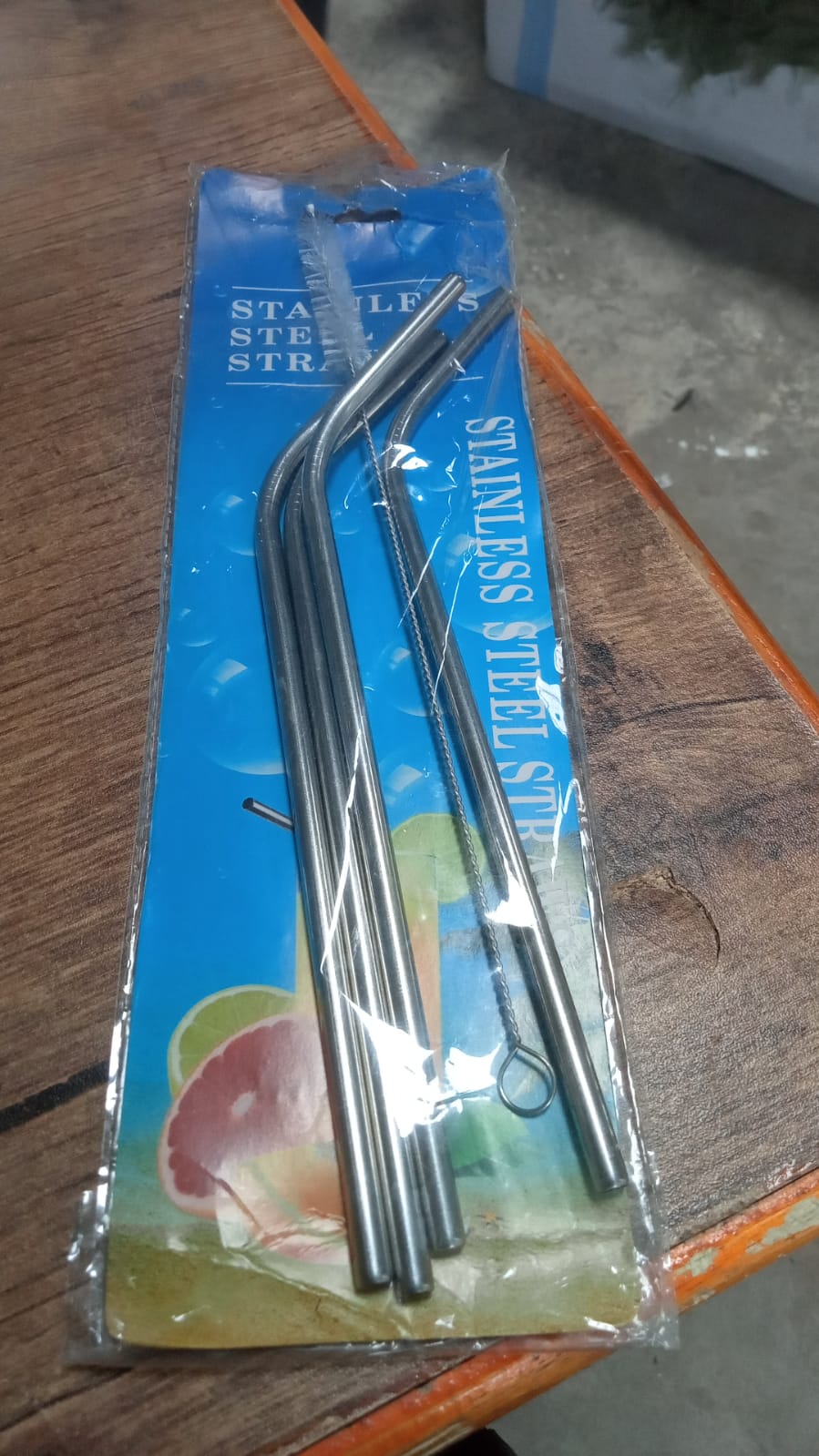 Reusable Stainless Steel Drinking Straws Bent (4 Bent Straws, 1 Brush) Your Brand