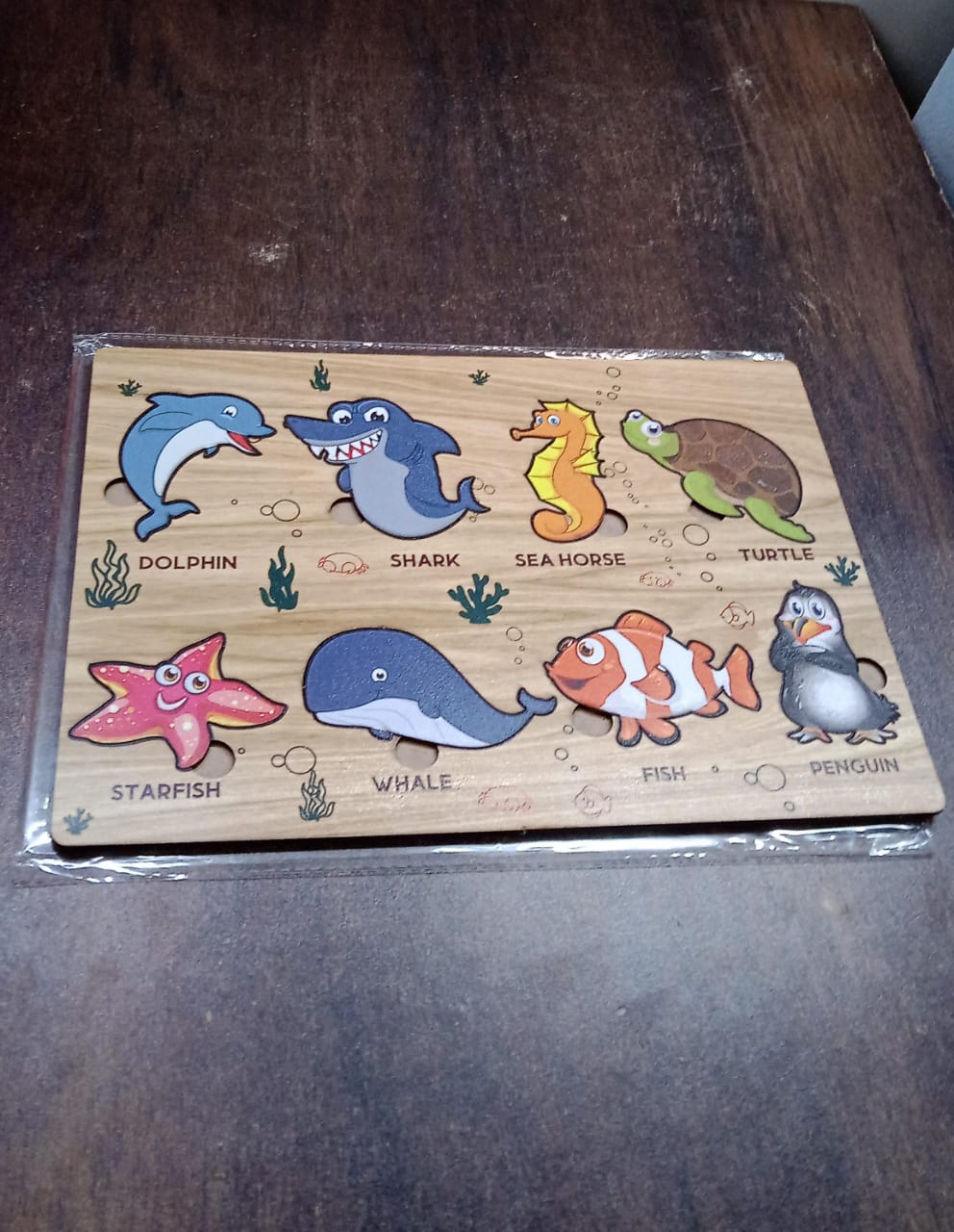 Seawater Animal Wooden Puzzle Learning Educational Board (1 Set) Your Brand