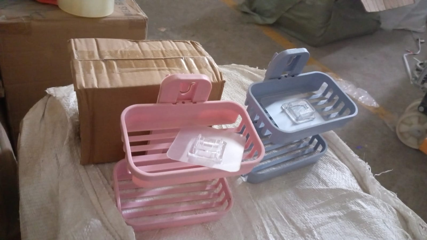 Adhesive Sticker Soap 2 Layer Dish Holder Wall Mounted Bathroom Shower Soap Holder Saver Box Storage Organizer Rack, ABS Plastic (Double Layers / 2 pcs set) Your Brand