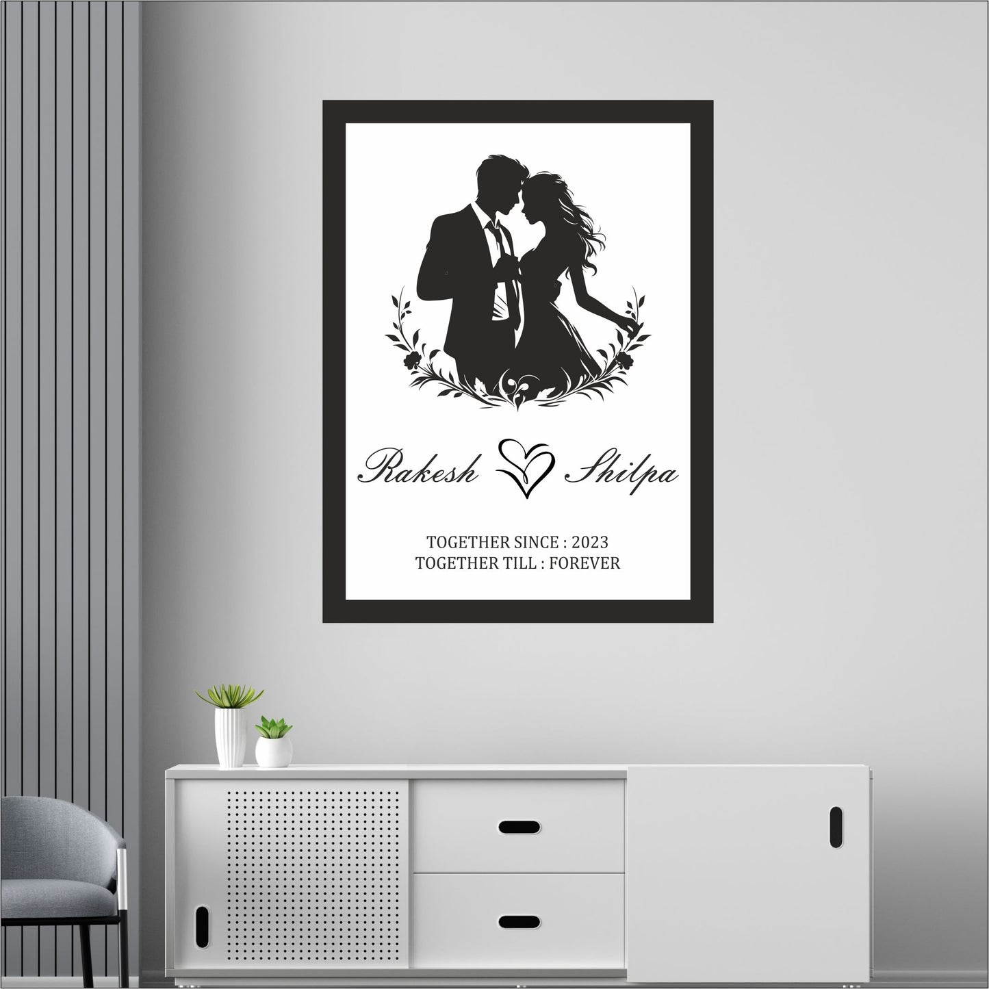 Personalized Couple Framed Print - Heaven's Match frame Art shopbyte