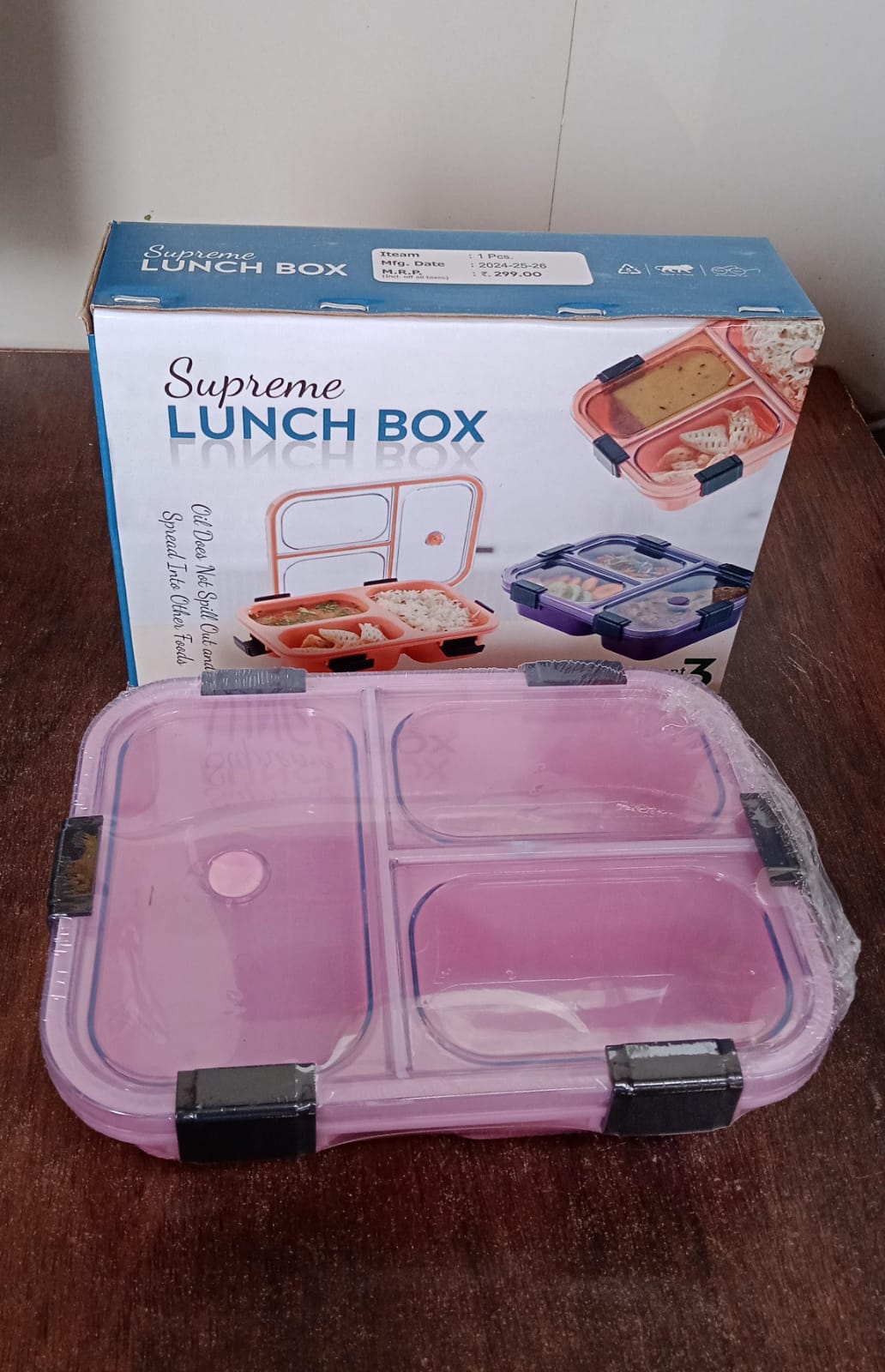 Plastic 3 Compartment Insulated Lunch Box, Lunch Box (1 Pc) Your Brand