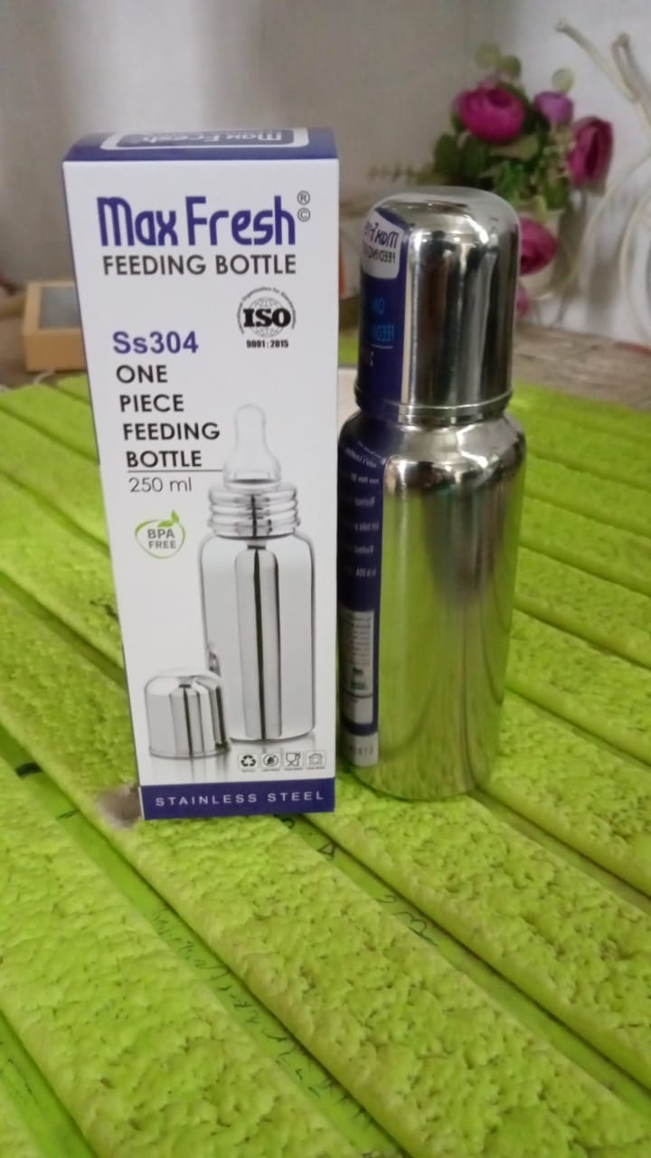 Stainless Steel Baby Feeding Bottle, Milk Feeding (250 ML) Your Brand