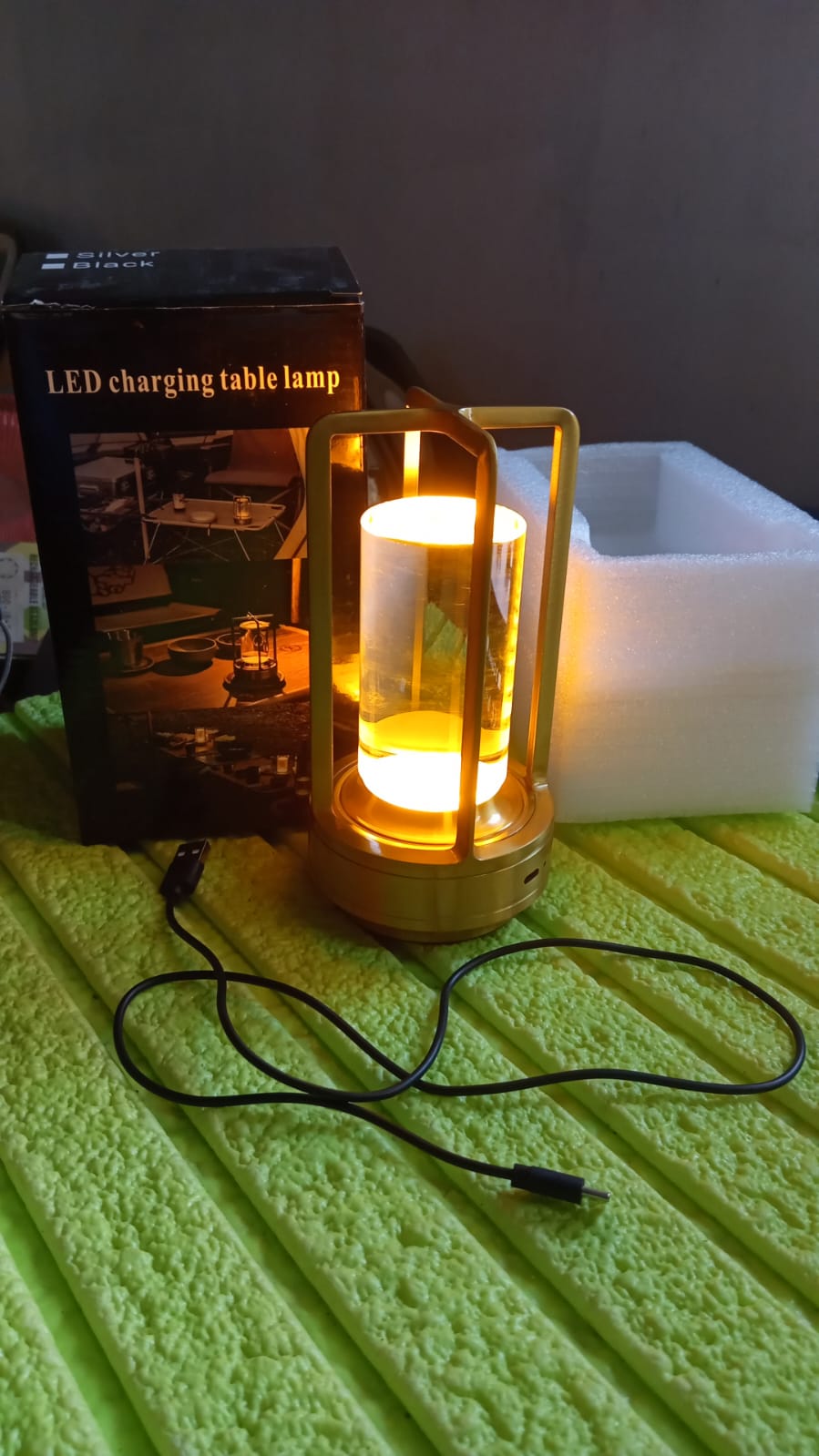 Crystal Lantern Lamp, Crystal Lantern Table Lamp, 3 Colors Rechargeable Cordless Led Lights for Restaurant / Bedroom Lights (1 Pc) Your Brand