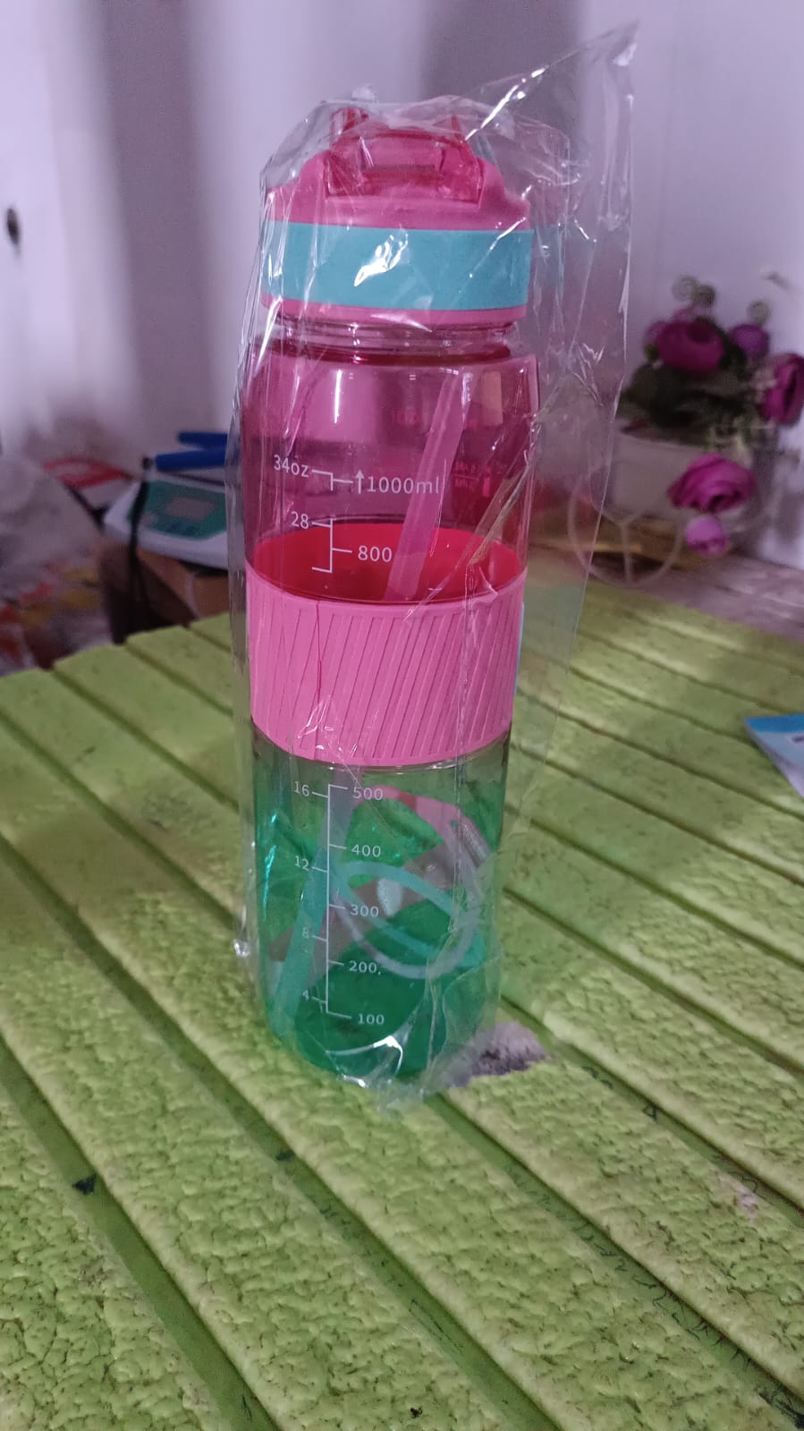 Plastic Water Bottle With Strap and Straw (1000 ML) Your Brand
