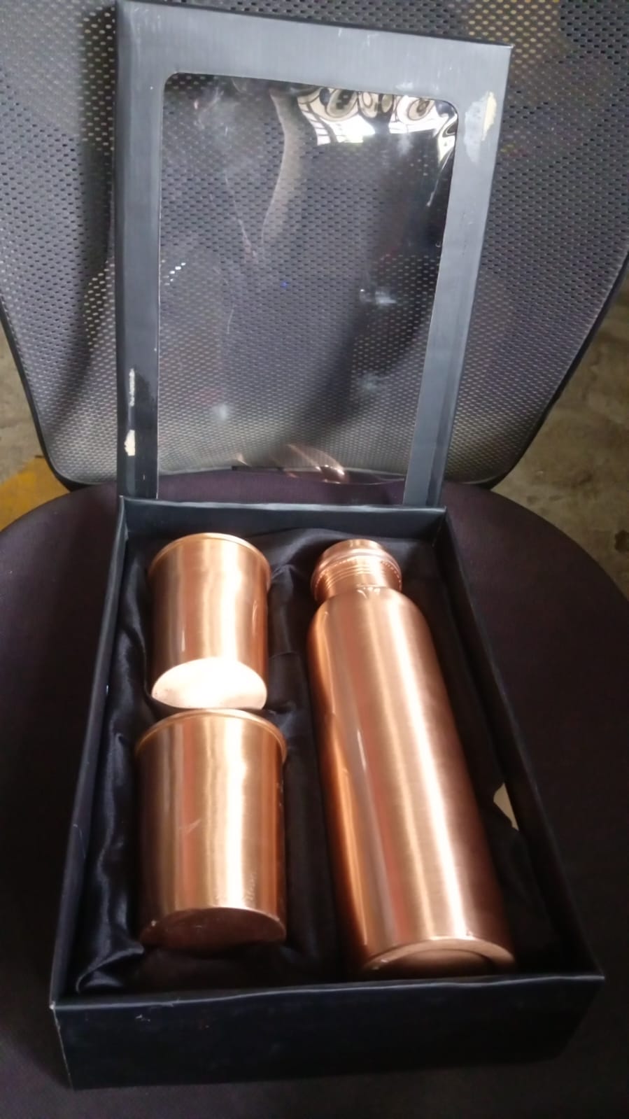 Copper Water Bottle 2 Glasses with Gift Box (3 Pcs Set) Your Brand