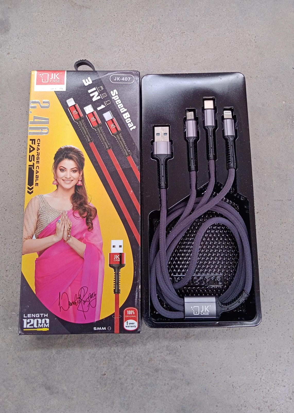 3 in 1 Multi Super Fast Charging Cable (1 Pc / 1200 MM) Your Brand