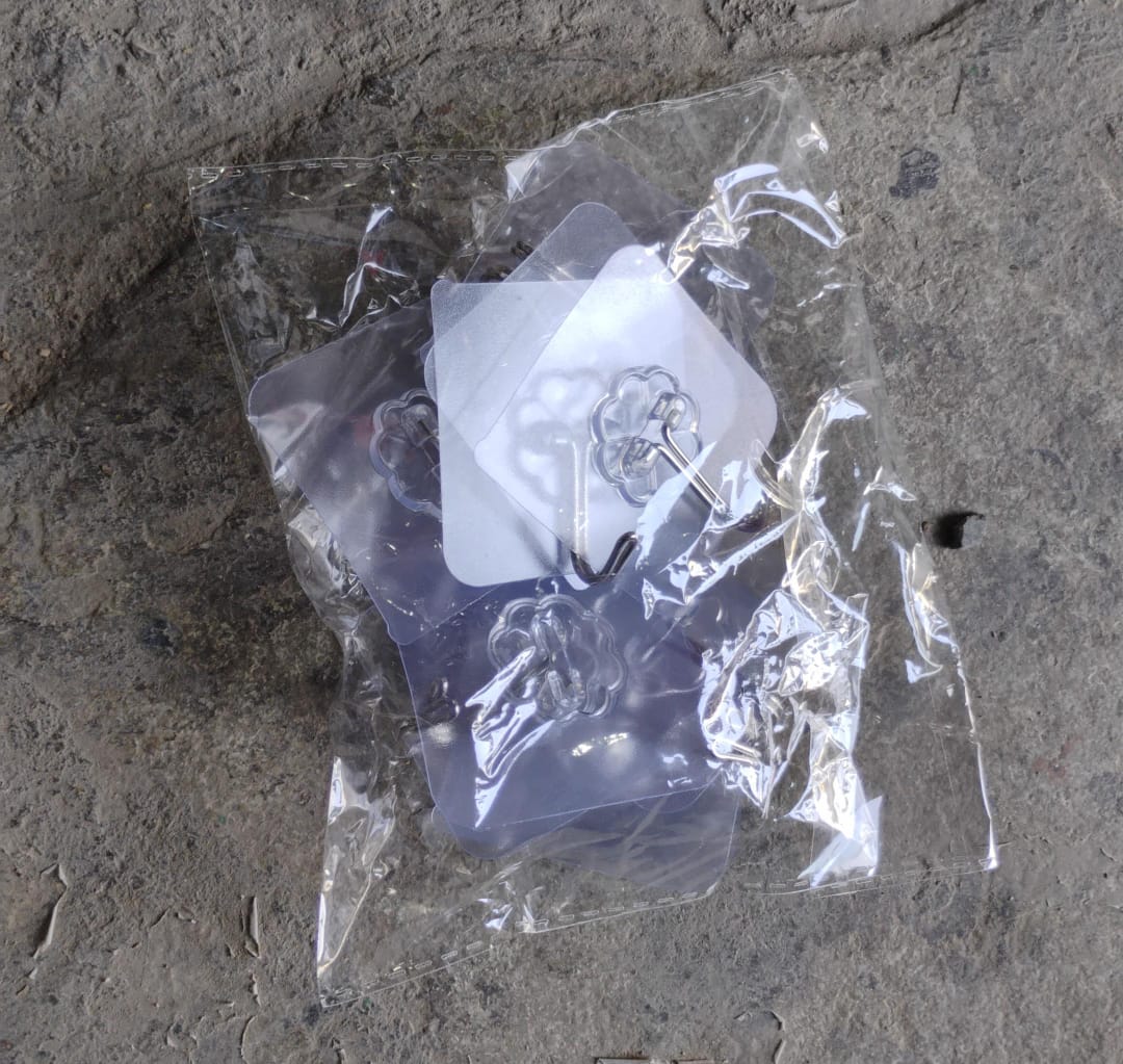 Self Adhesive Transparent Sticky Plastic & Stainless Steel Wall Hooks (10 Pcs Set) Your Brand